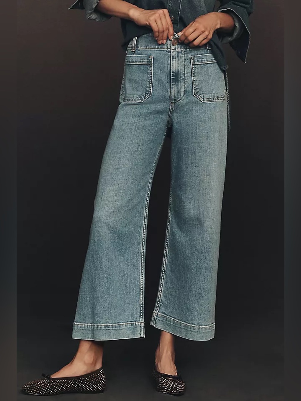 Maeve Colette High-Rise Wide-Leg Cropped Jeans
